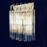 Hollywood Regency Style Glass & Brass Wall Lamp from Massive, Italy, 1980s