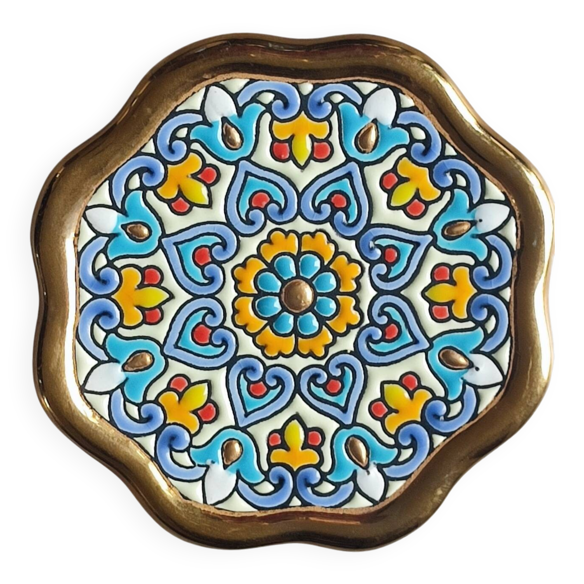 ARTECER Cuerda Seca trivet, 18 carat gold