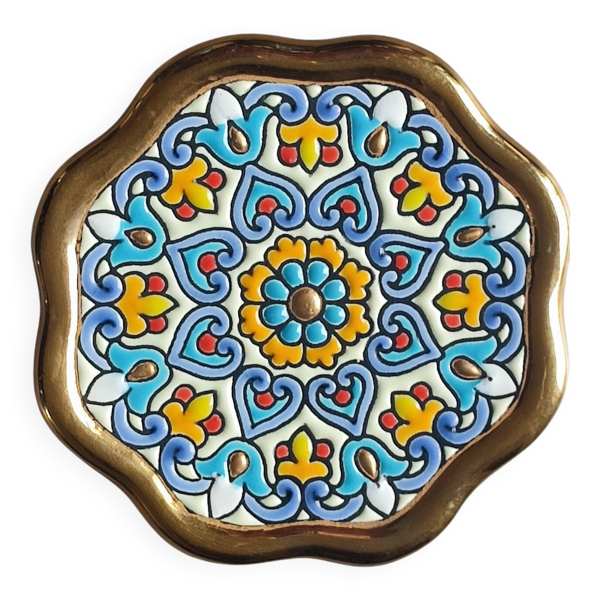 Dessous de plat Artecer Cuerda Seca en céramique et or 18 carats