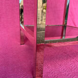 Vintage 1970 coffee table square gold bright square tube 3 platters