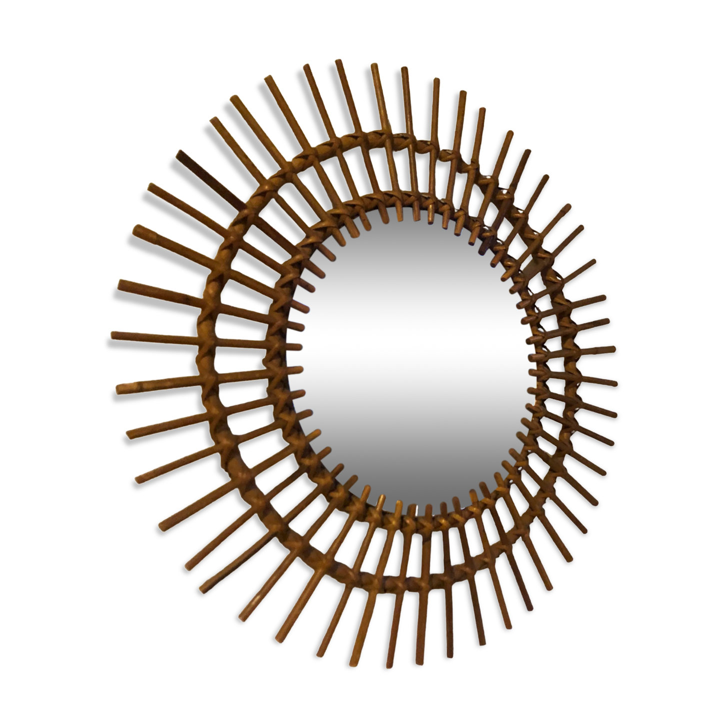 Vintage rattan sun mirror 60s