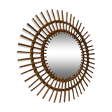 Vintage rattan sun mirror 60s