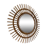 Vintage rattan sun mirror 60s