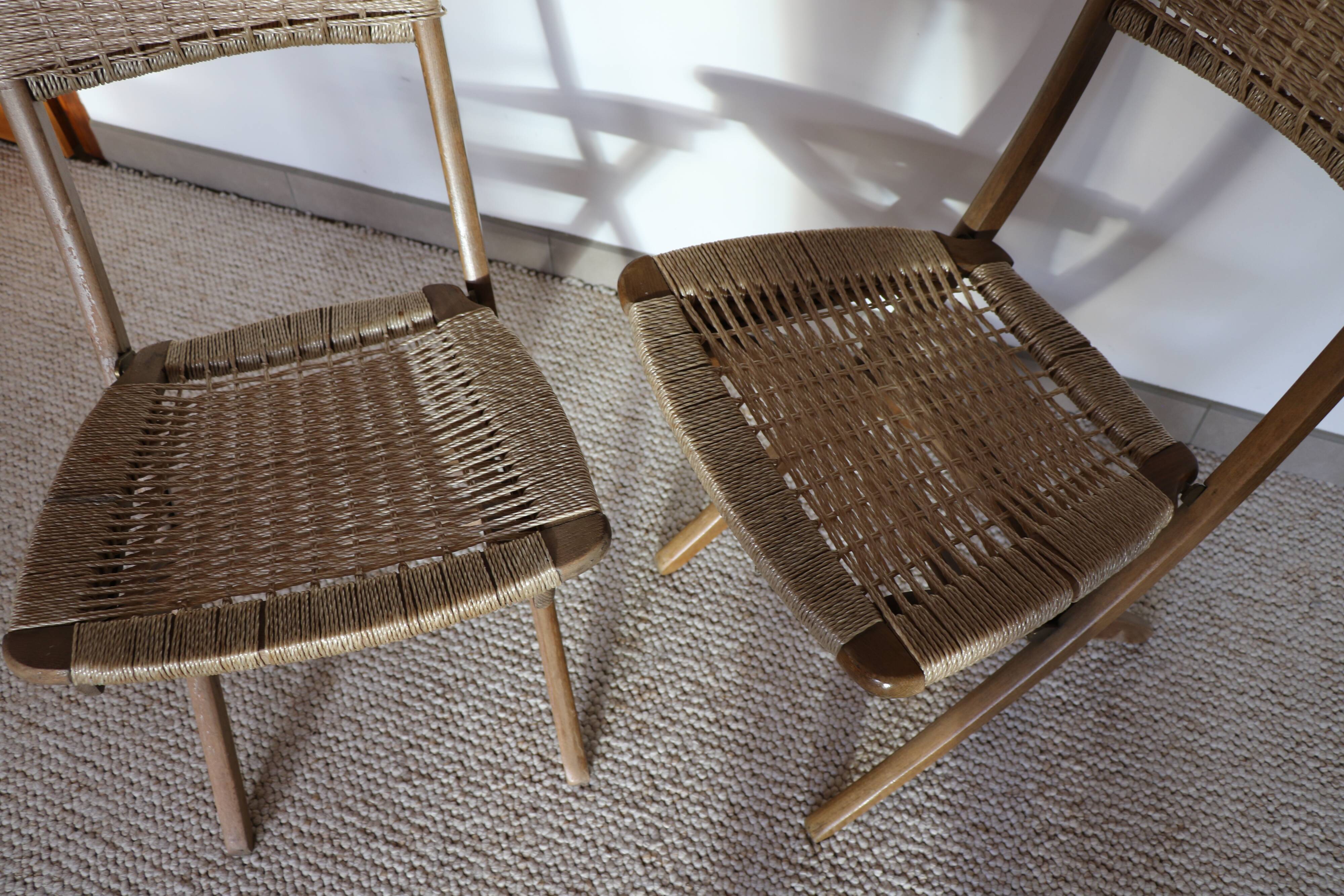 Danish style wooden chairs and braided rope