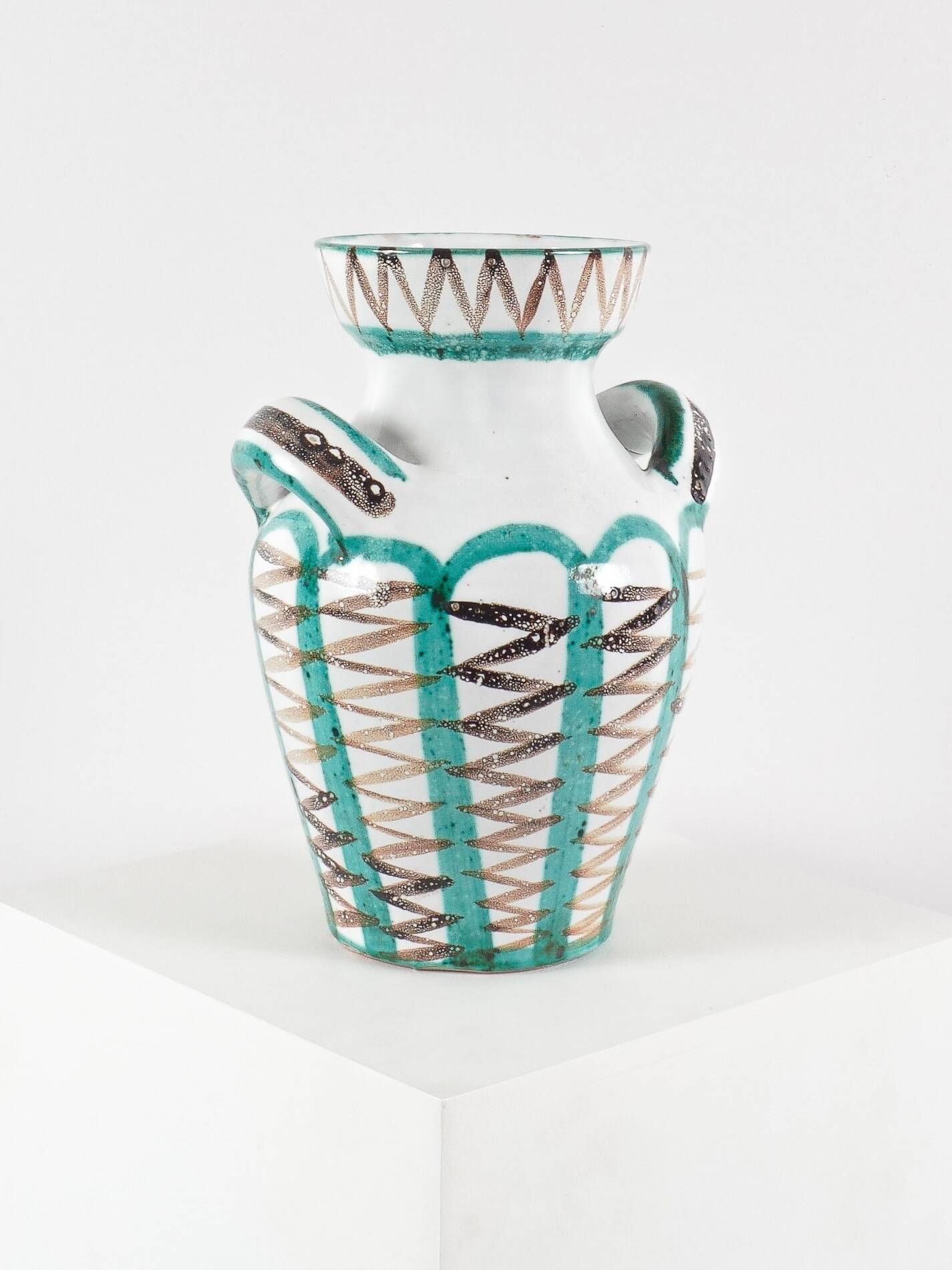 Robert Picault - Large handled ceramic vase signed, France circa 1950