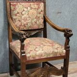 Renaissance style office chair in carved walnut, 19th century