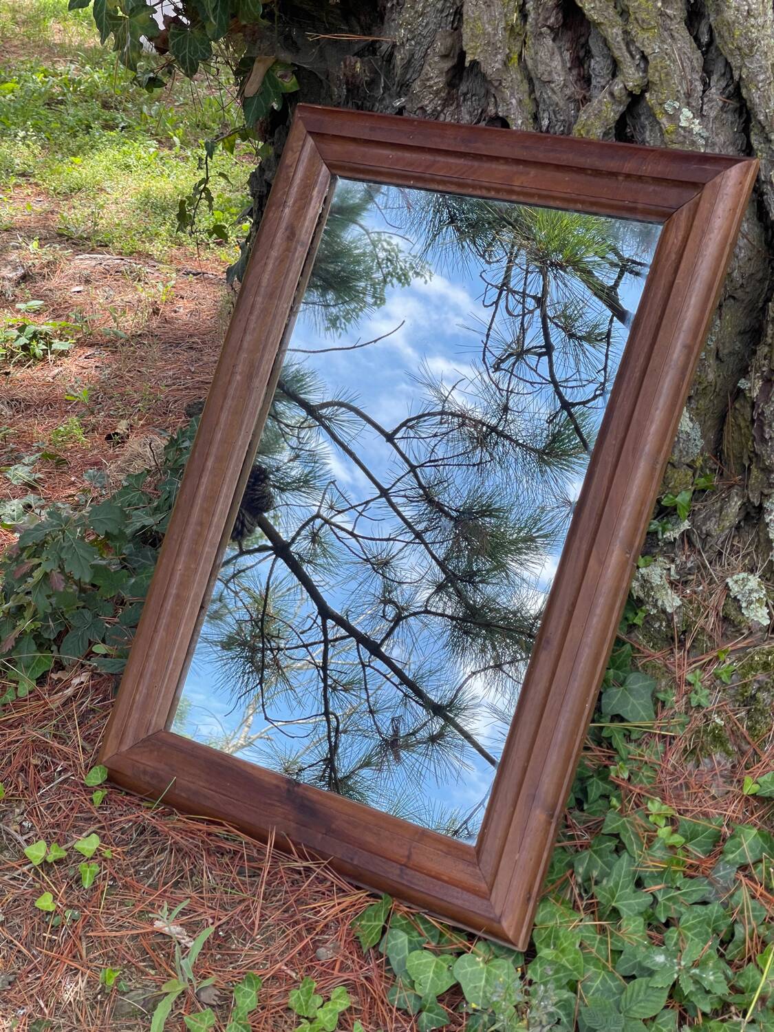 Antique solid wood mirror