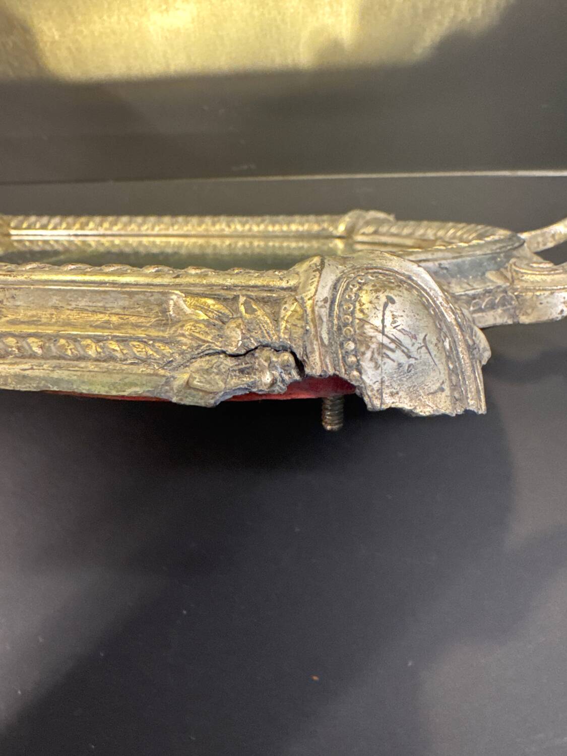 Silver metal mirror tray