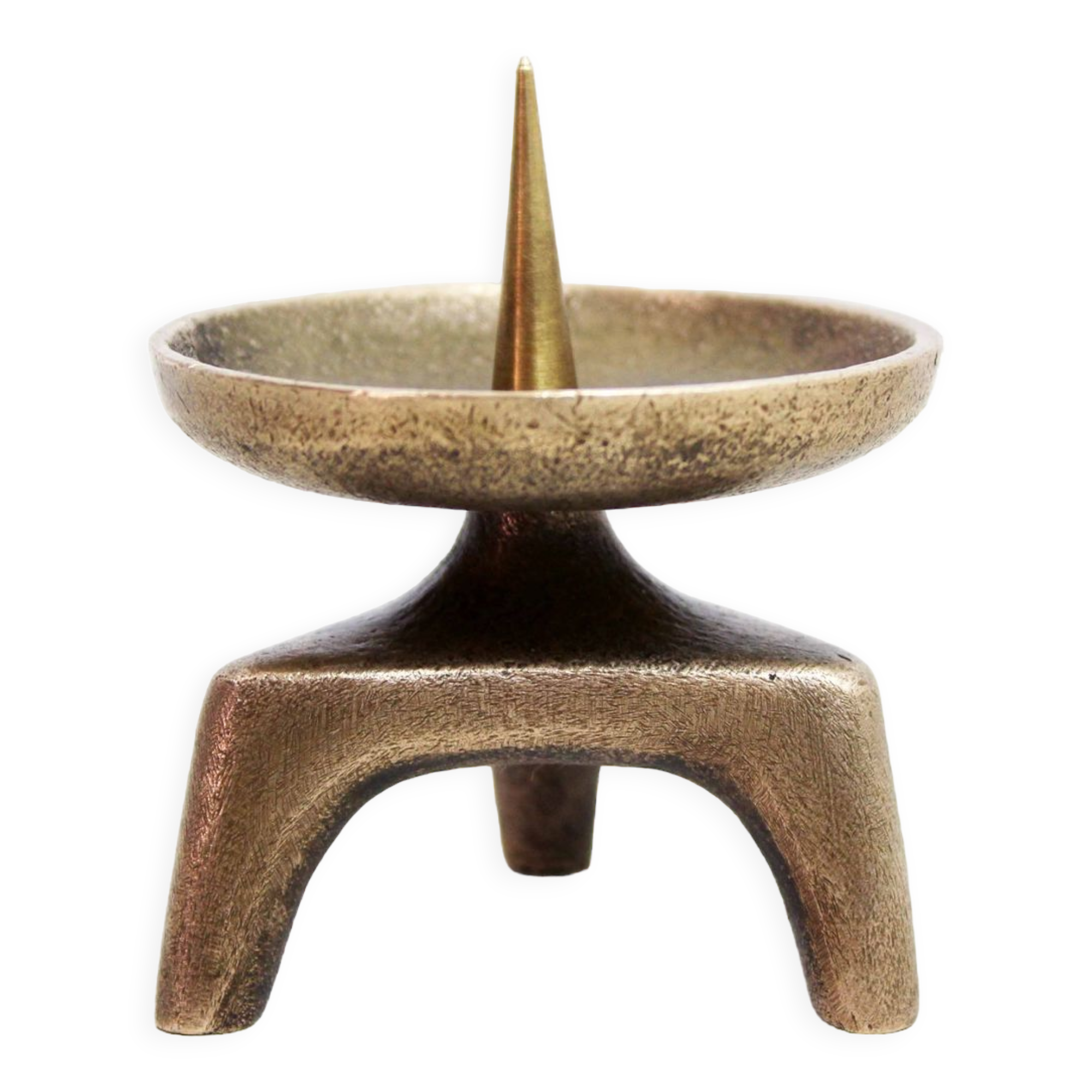 Brutalist bronze candle holder