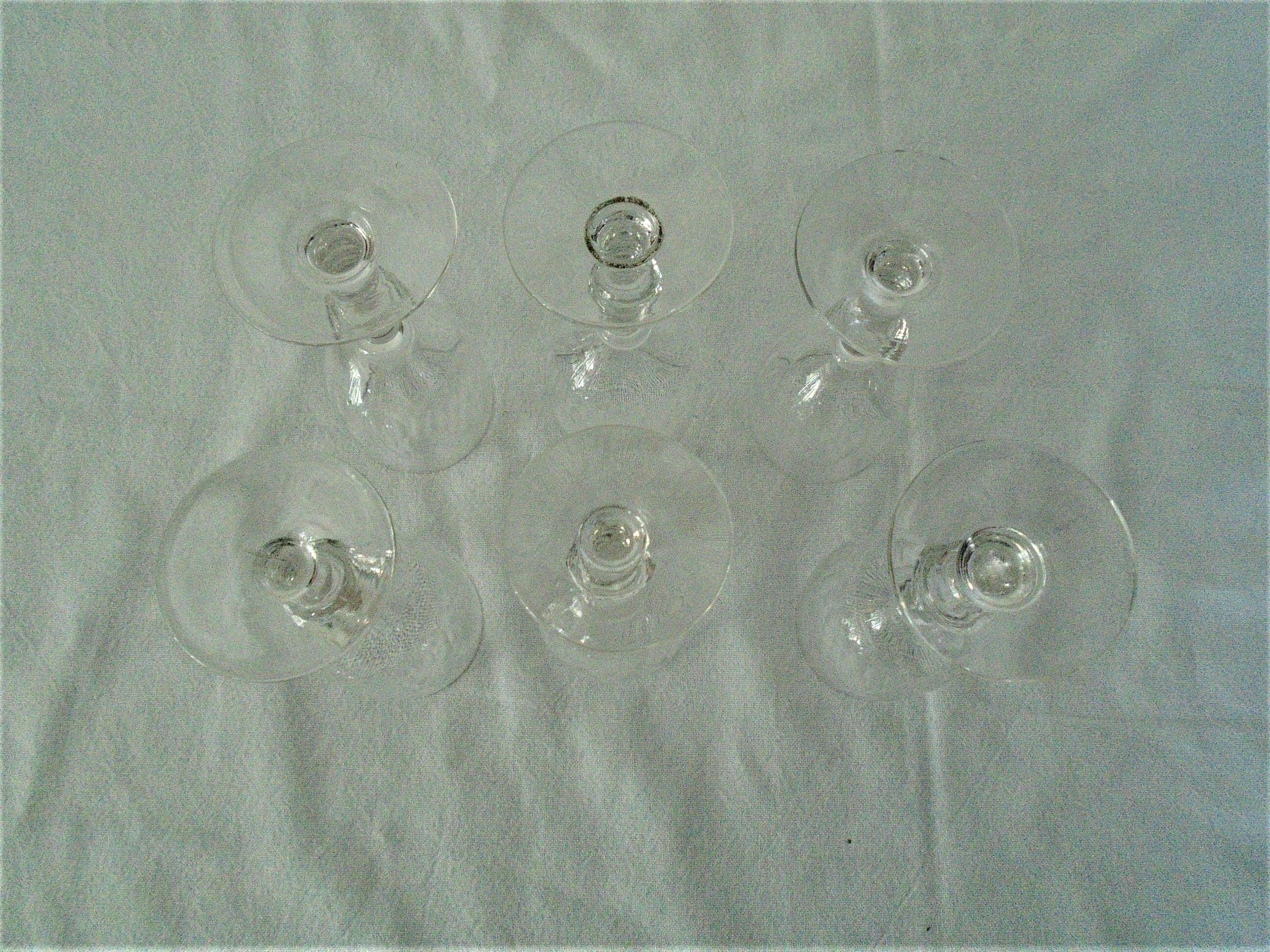 6 glasses old wine cut pattern rice grains