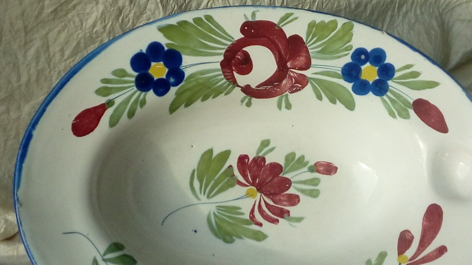 Plat a barbe barbier en faience de st clement fin 19 eme