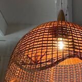 Vintage wicker flower pendant light