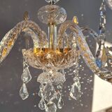 Lustre italien à 6 branches en or et cristal