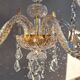 Lustre italien à 6 branches en or et cristal
