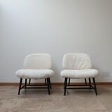 Pair of Alf Svensson 'TeVe' sheepskin shearling lounge chairs