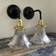 Pair of vintage holophane glass sconces electrified