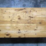 Large 19th century sculpted sled coffee table, folk art, France