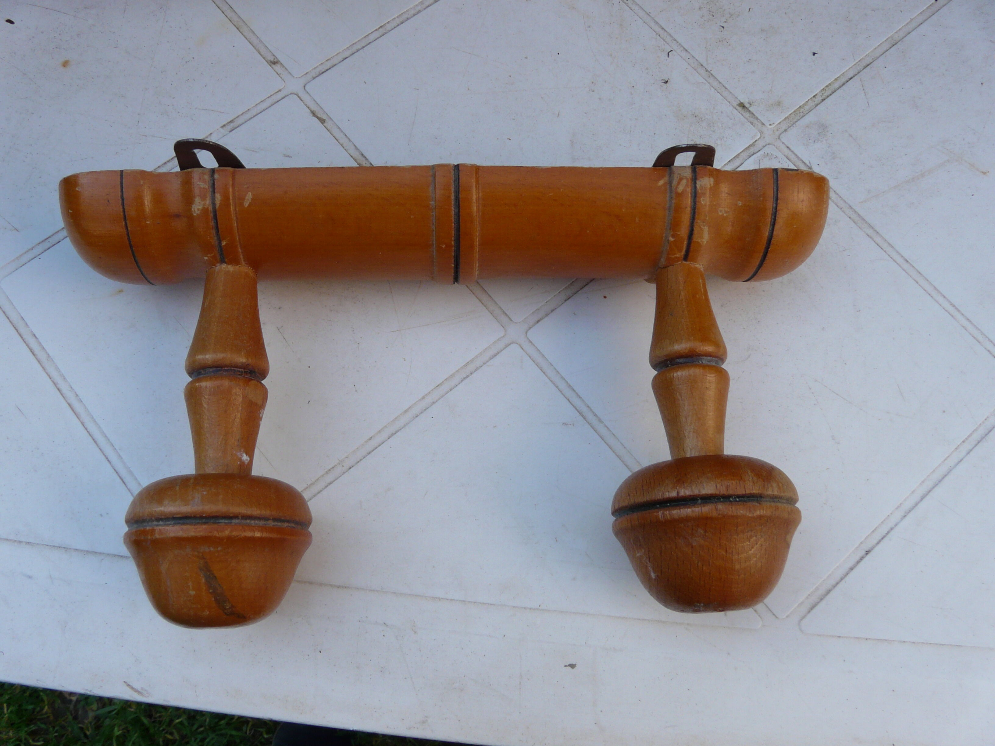 Wooden coat rack bamboo style 40s, 2 hooks