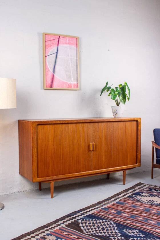 Buffet en teck vintage avec tiroirs, danois Silkeborg, milieu du siècle.