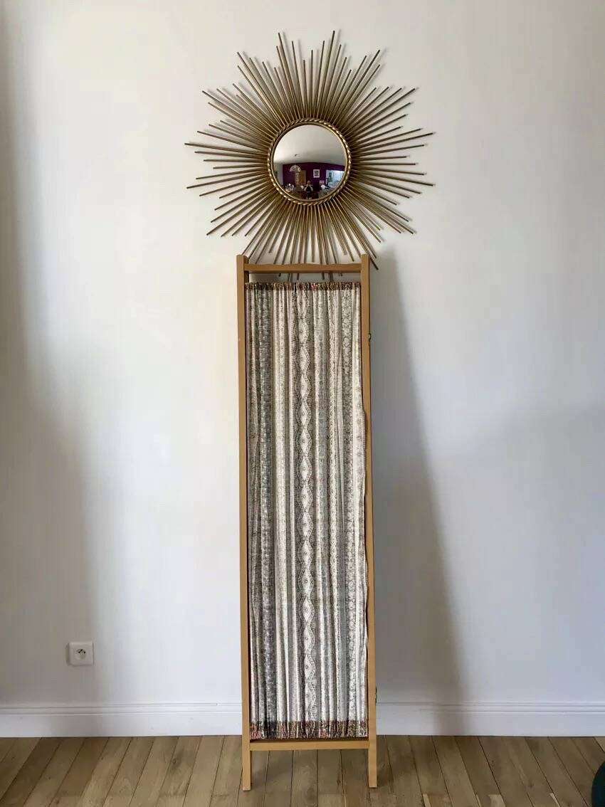 Paravent 4 Vantaux Bois et Tissus Vintage - Vendu