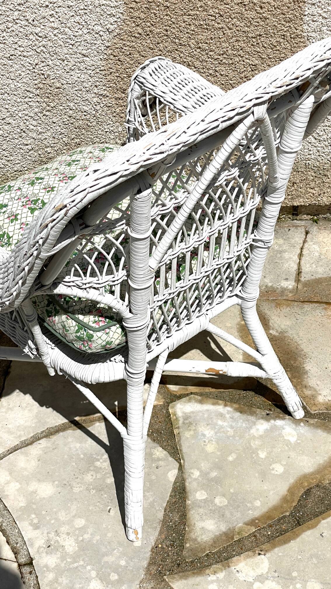 Vintage rattan kids garden armchair