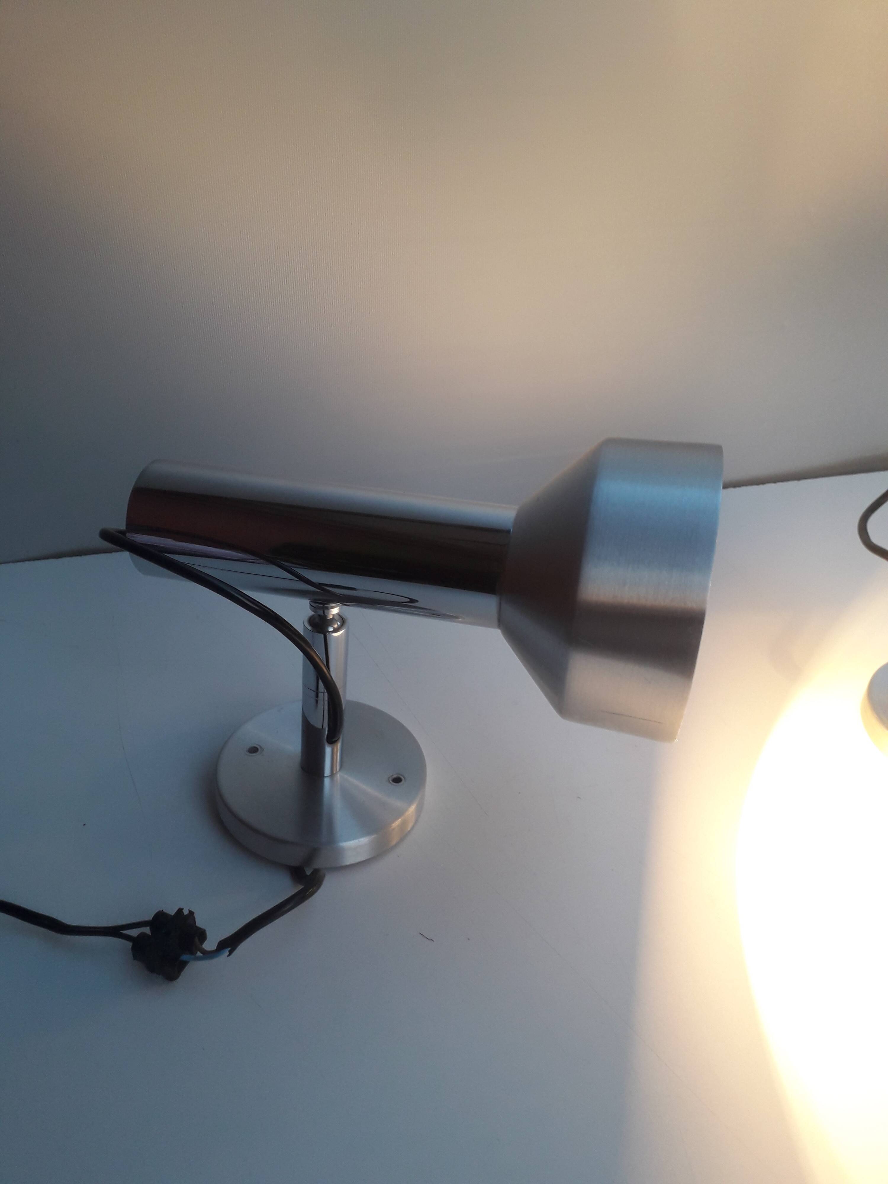 Pair of vintage wall lights - Brushed aluminum spotlight - 1970