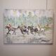 Acrílico sobre lienzo “Carrera de caballos”, León Lafourcade, ff. s. XIX