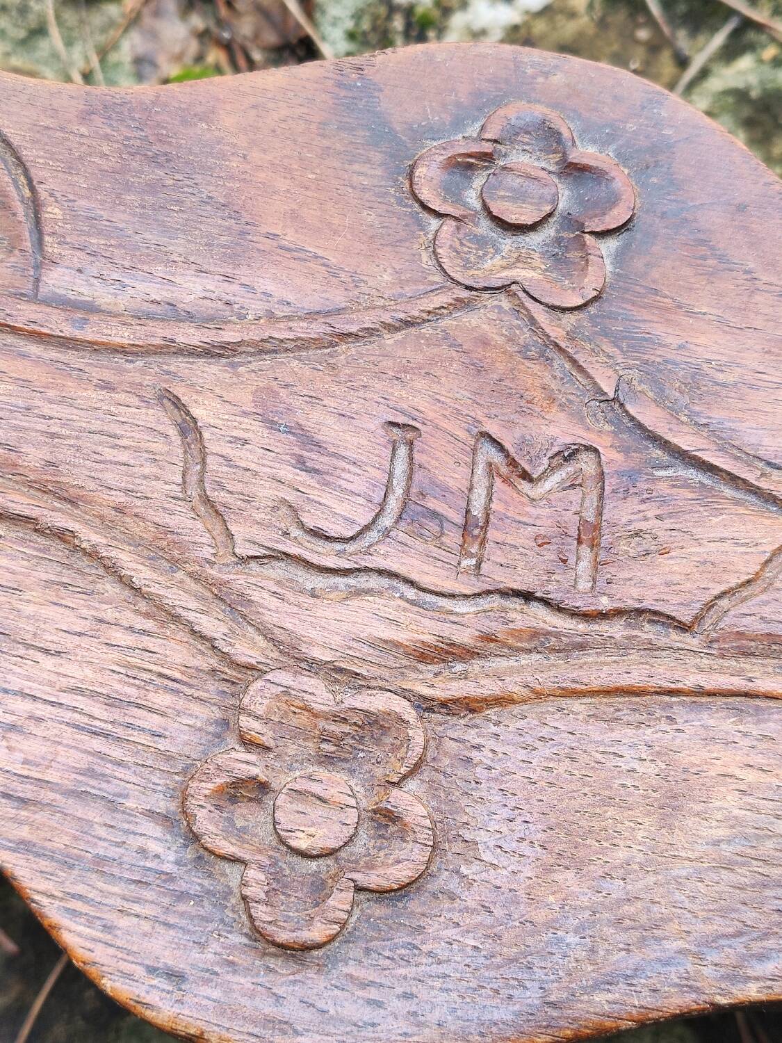 Carved wooden folk art bench