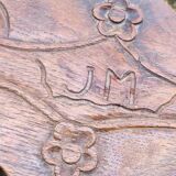 Banc art populaire en bois sculpté