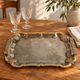 Vintage silver and gold metal serving tray – Grape cluster decoration – 36 cm