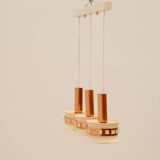 Vintage hanging lamp with three cut glass lampshades, Kamenický Šenov, 1970´s