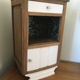 Oak and marble bedside table