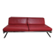 Large vintage red leather three-seater sofa – circa 1960 – structure e
