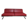 Large vintage red leather three-seater sofa – circa 1960 – structure e