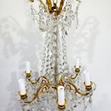 6 Light Bronze And Crystal Chandelier