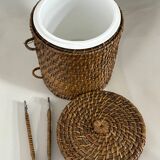 Rattan ice bucket with tongs