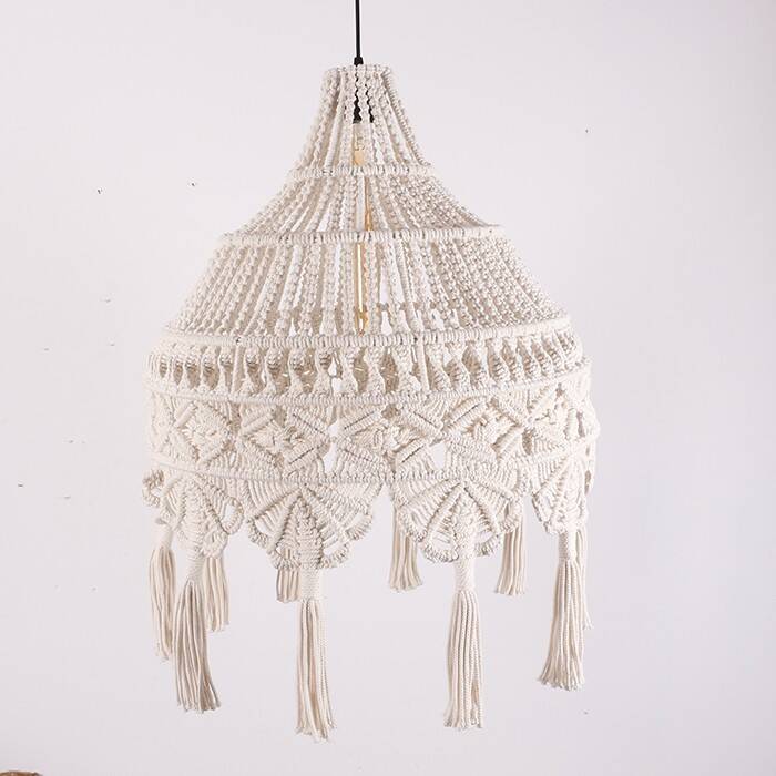 Macrame Pendant Light,Bohemian Hanging Lamp, Wicker Lamp,Light Fixture