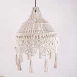 Macrame Pendant Light,Bohemian Hanging Lamp, Wicker Lamp,Light Fixture