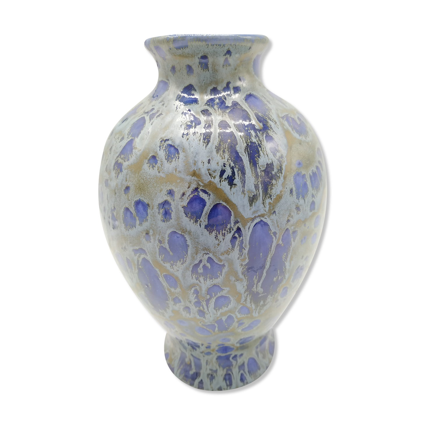 Flame blue baluster vase signed Roy