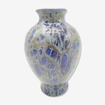 Flame blue baluster vase signed Roy