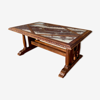 Table en noyer dessus marbre style renaissance