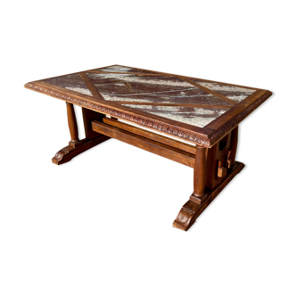 Table en noyer dessus marbre style renaissance