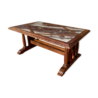 Walnut table with marble Renaissance style