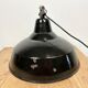 Industrial Black Enamel Factory Lamp with Cast Iron Top, 1950s