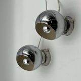 60s lamp set Reggiani Eyeball  chromed globe wall lamps - space age desk lamps