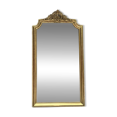 Miroir de fronton et perlé  148/80,5cm doré à la feuille d’or, glace