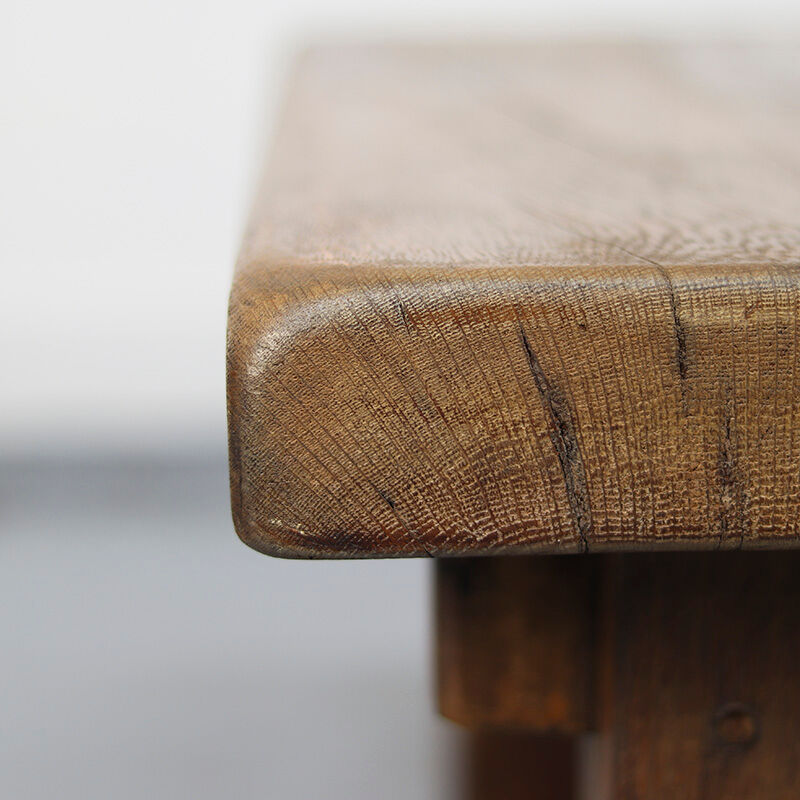 Large Rustic Vintage Brutalist Coffee Table in Oak