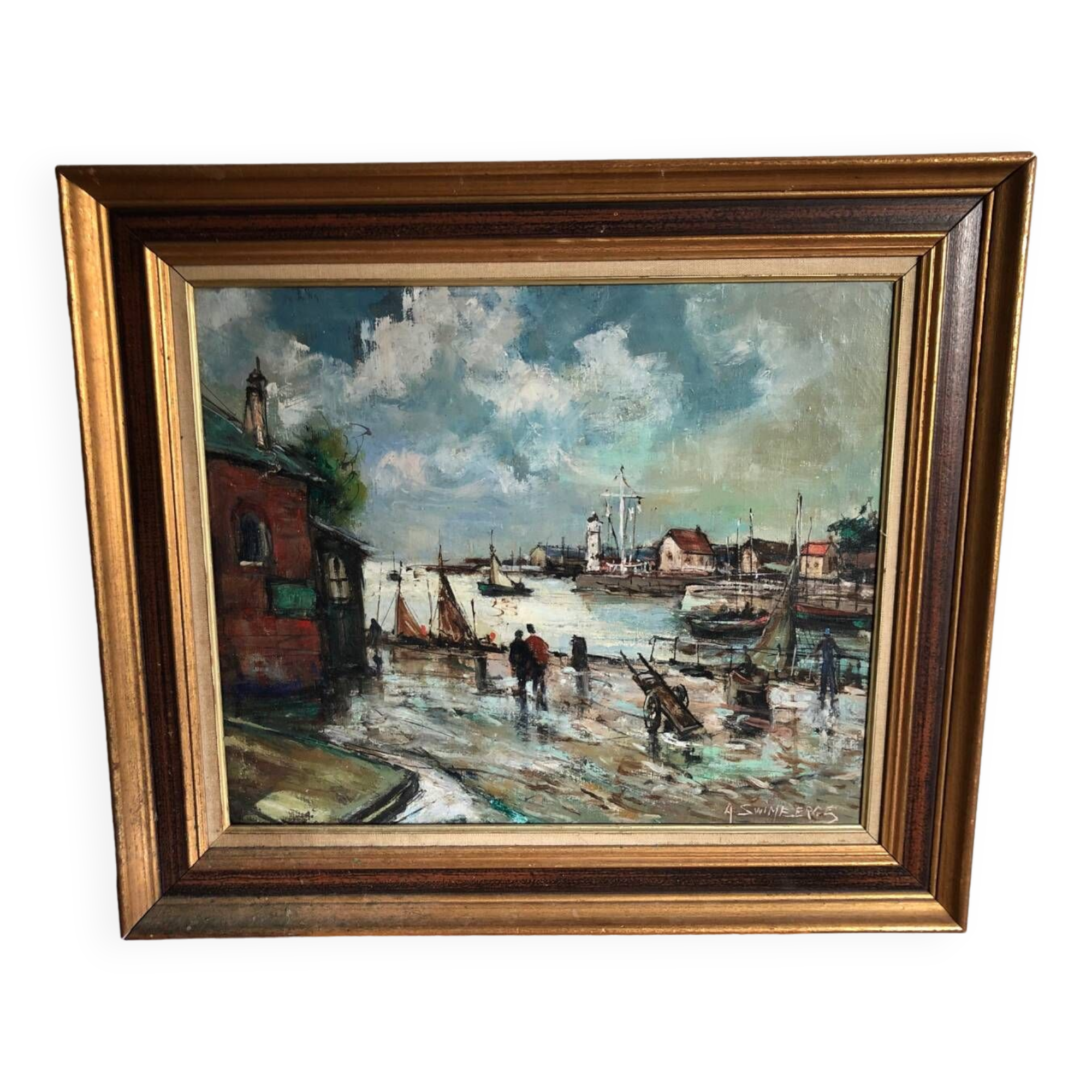 Oil painting port of Honfleur