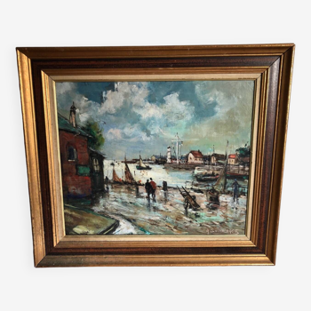 Honfleur port oil painting