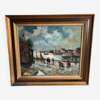 Tableau à l’huile port d’Honfleur